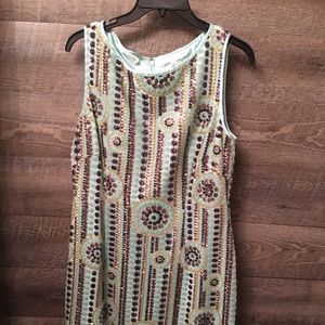 Beaded shifter sleeveless Tahiti dress.